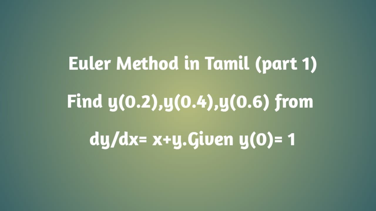 Euler Method in Tamil (part 1)