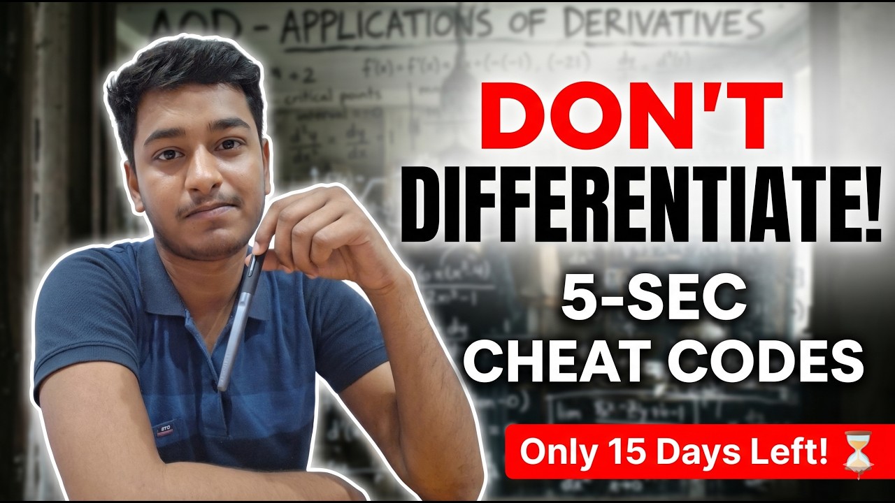 IMU CET 2026: Application of Derivatives (AOD) Hacks! ⚡(NO CALCULUS) | VECTOMAR