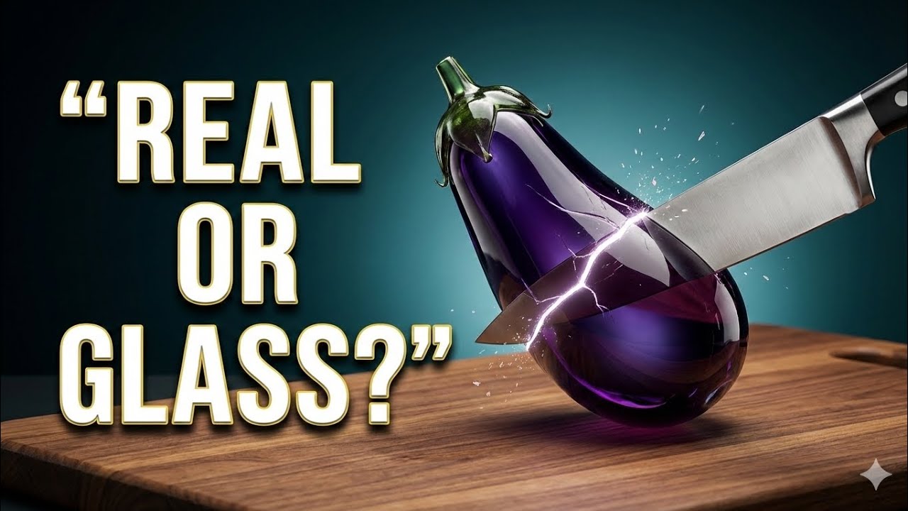 Glass Eggplant Cutting ASMR 🍆💎 | Relaxing Knife Sounds | Catplant ASMR