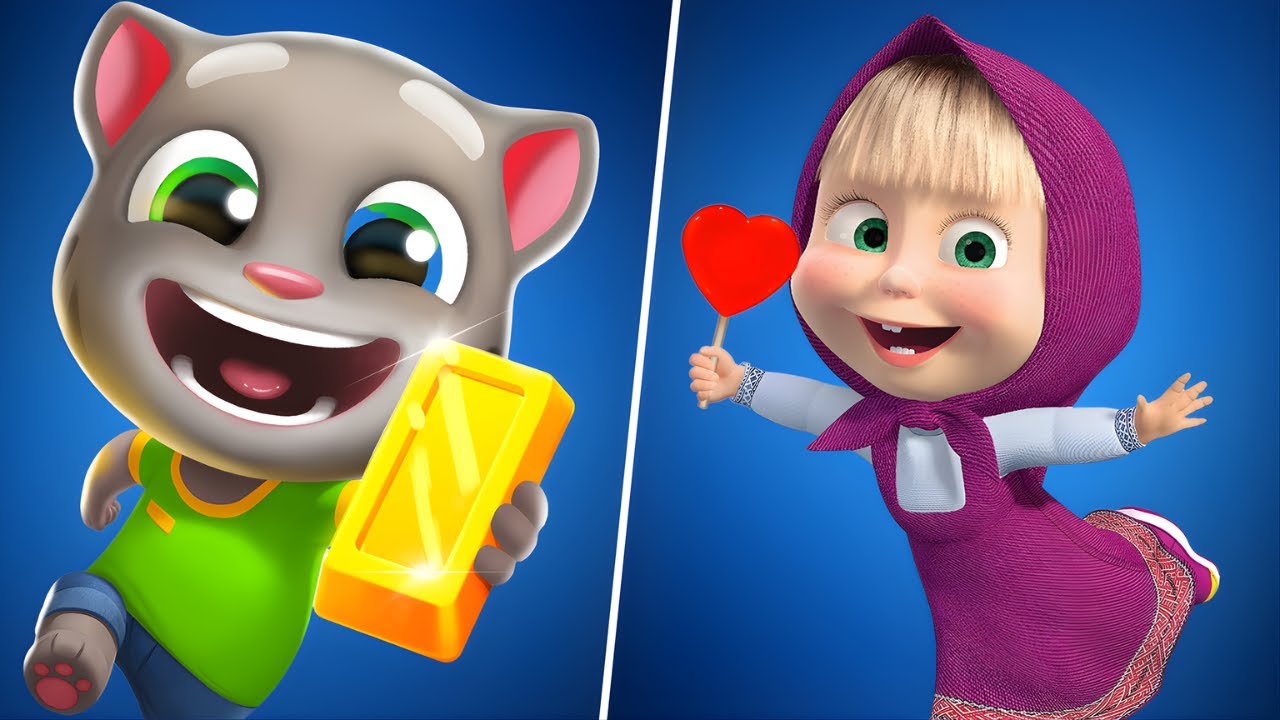 Masha Run vs Talking Tom Gold Run | Dino Club 🎮