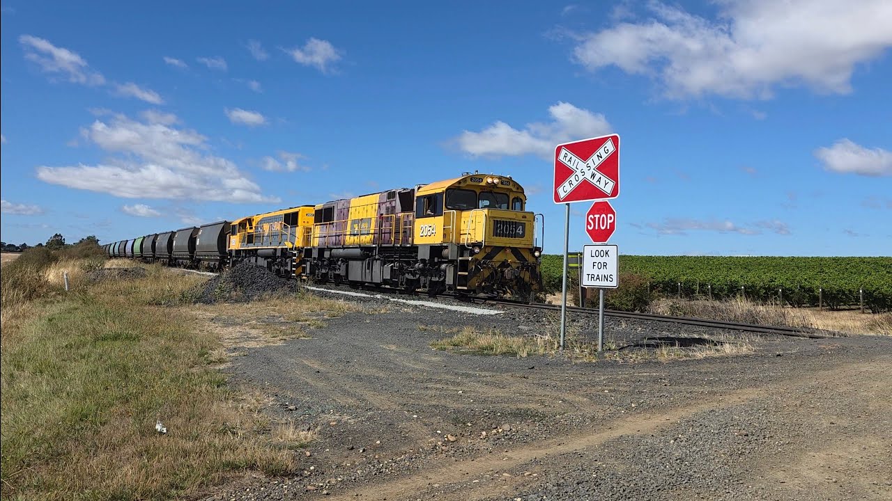 TasRail 2054 2052 #46 Coal train crossing Daveys Lane
