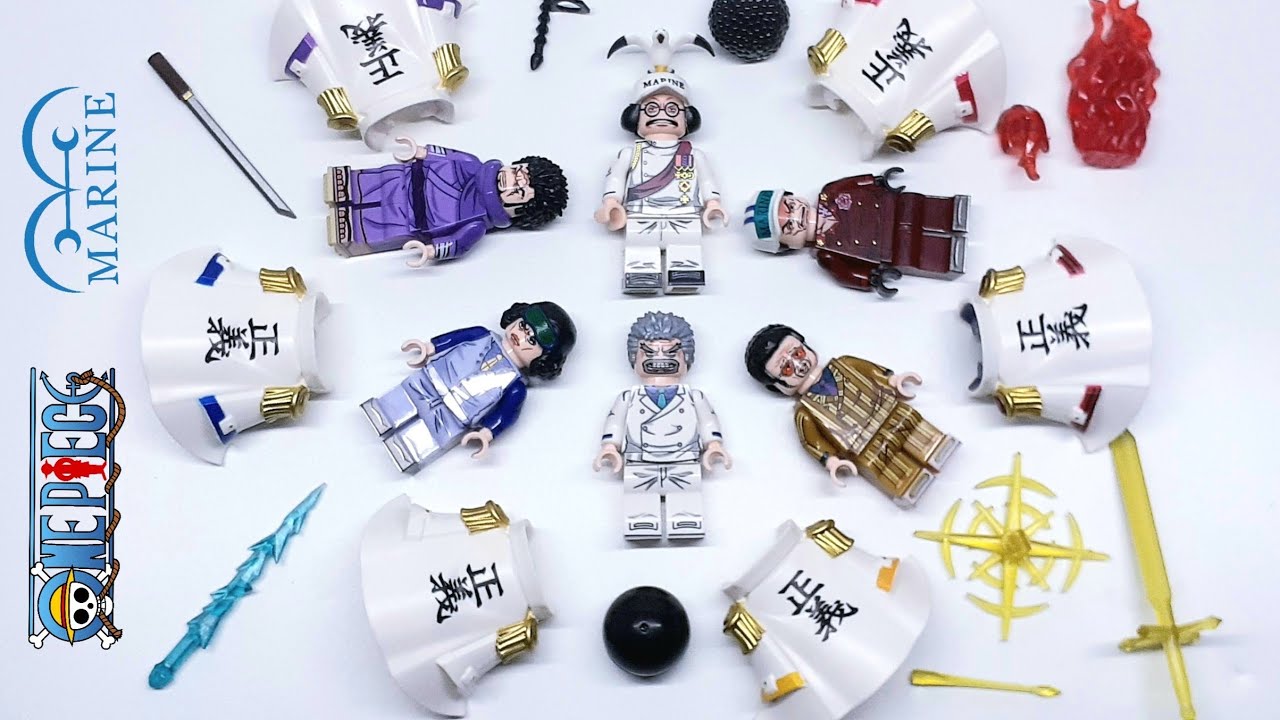 lego one piece | assemble admiral senggoku,garp,fujitora,aokiji,akainu & kizaru marine | onepiece