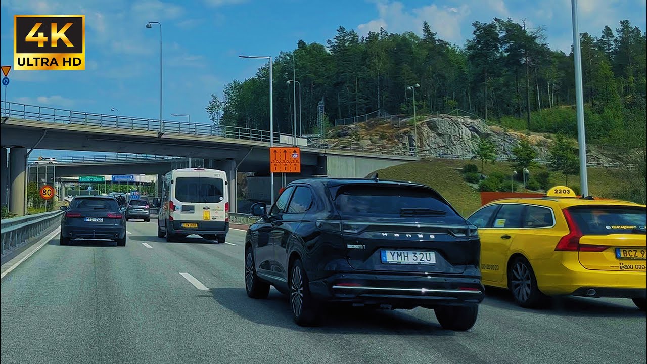 Driving from Södertälje till Liljeholmen | Driving in Sweden highway 