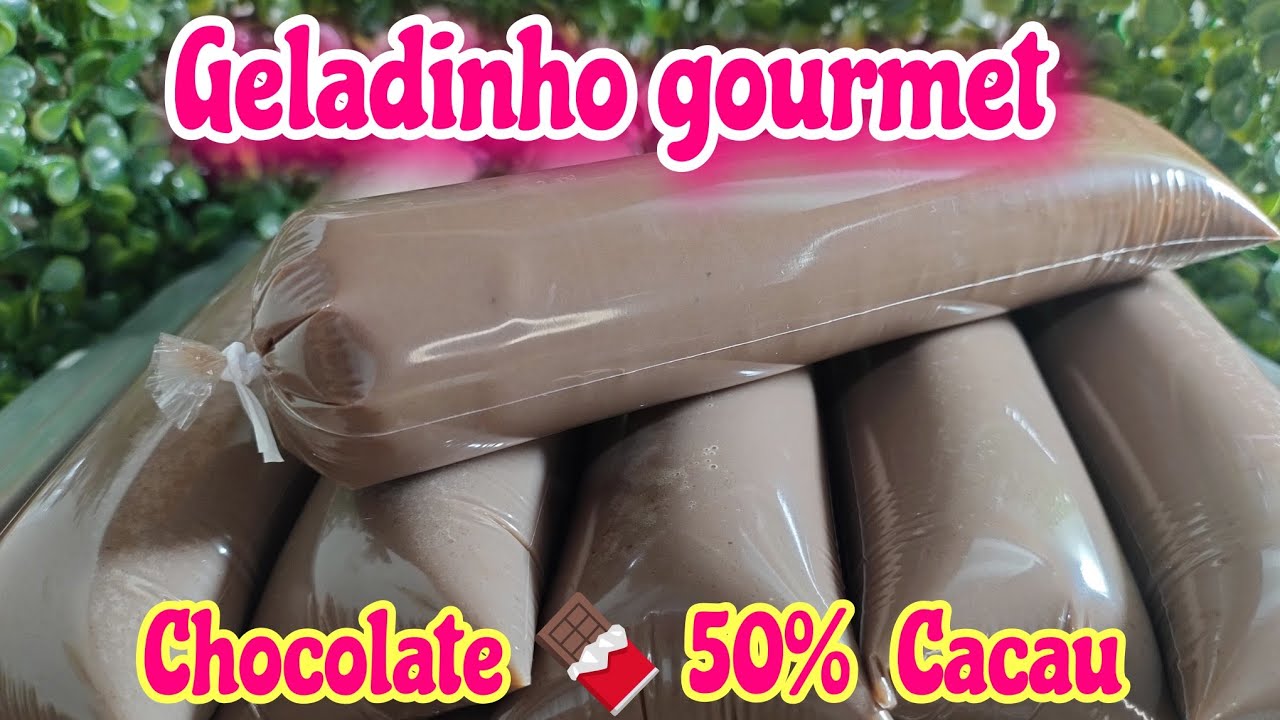 Geladinho gourmet Chocolate 🍫 Com chocolate em pó 50% Cacau