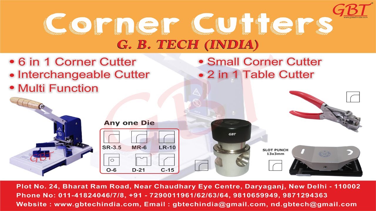 CORNER CUTTER MACHINE 6 IN 1 WITH INTERCHANGEABLE BLADES WWW.GBTECHINDIA.COM +919871294363