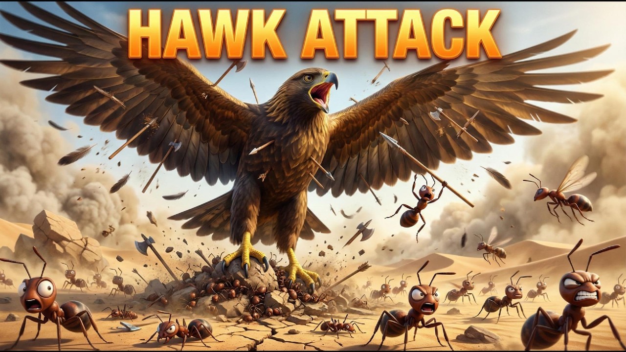 ANT KING vs GIANT HAWK! 🦅🔥 Epic Desert Survival Showdown | 3D Cartoon Animal World ⚔️