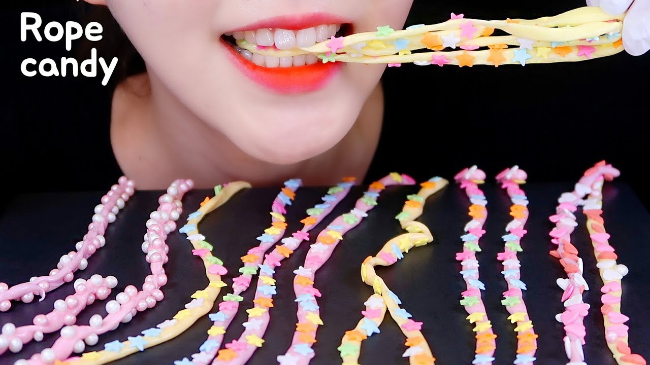 ASMR ROPE CANDY EATING ASMR ROPE JELLY CANDY ASMR HOMEMADE CANDY ASMR ⭐