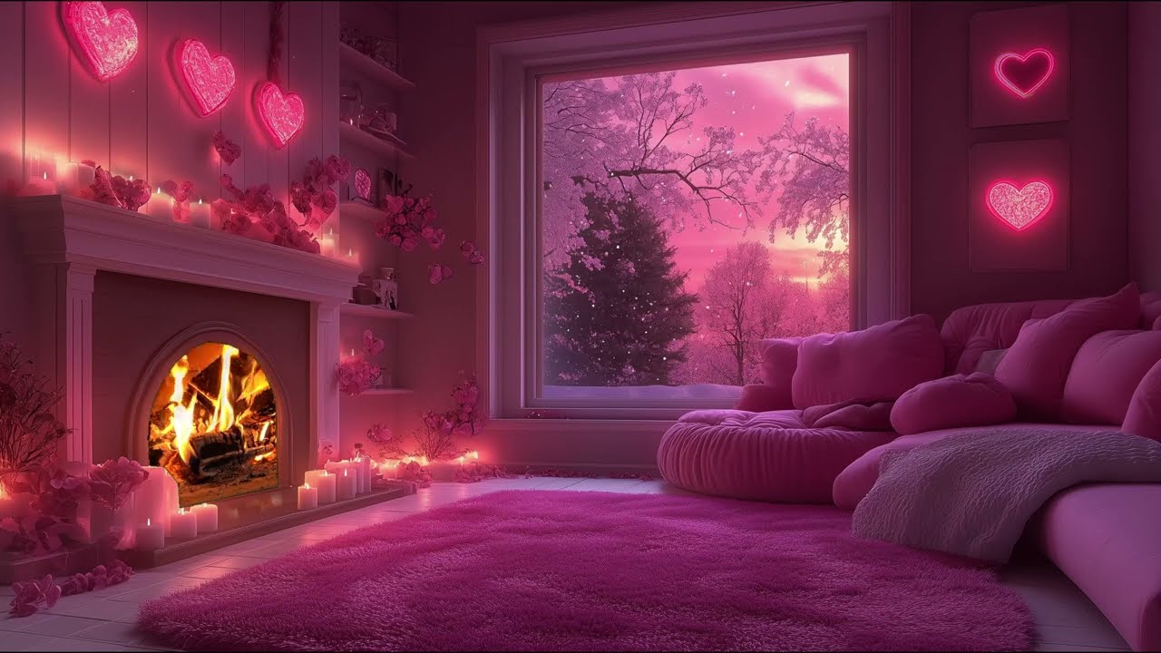 💖 Cozy Relaxing Valentine's Day Ambience with Relaxing LoFi Music 4k 3 hours no midroll ads 💖