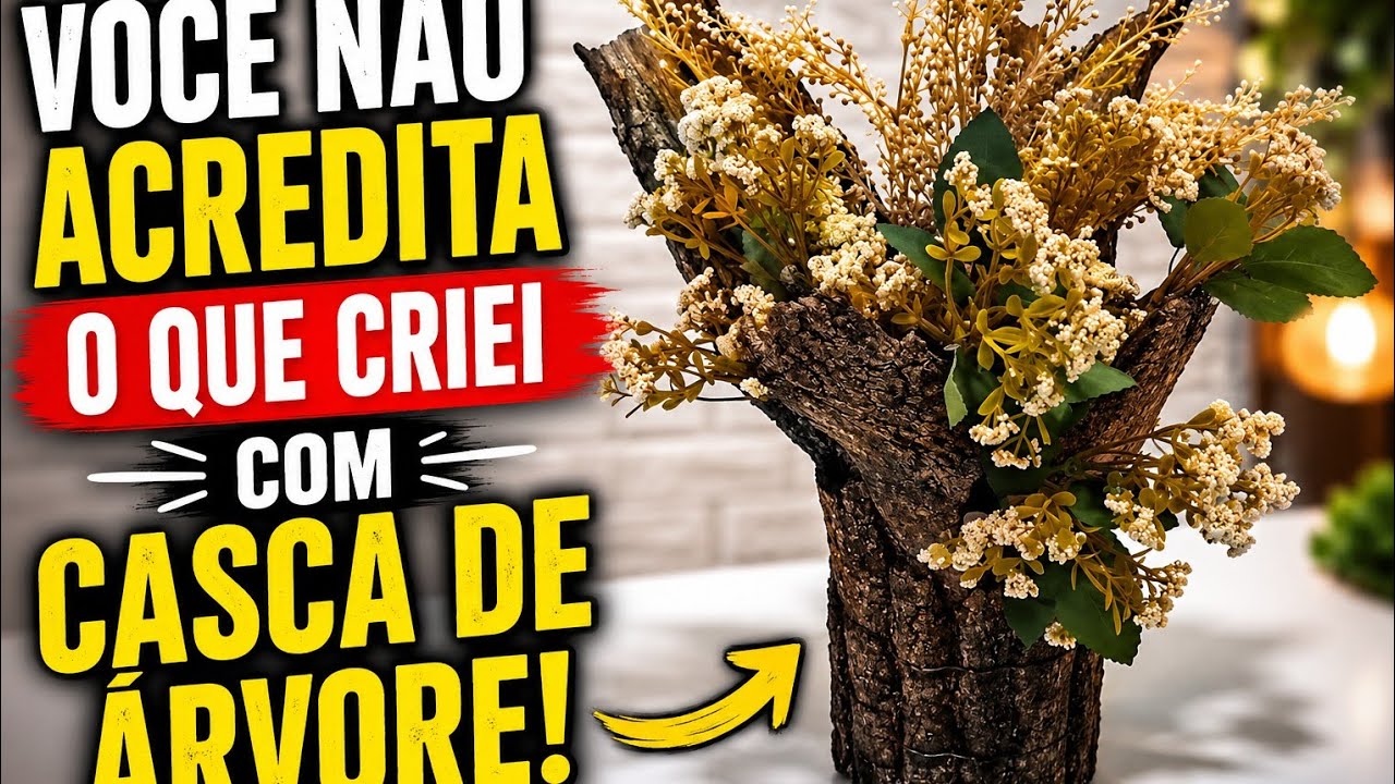 Você não vai acreditar no que fiz com casca de árvore e folhas secas. 