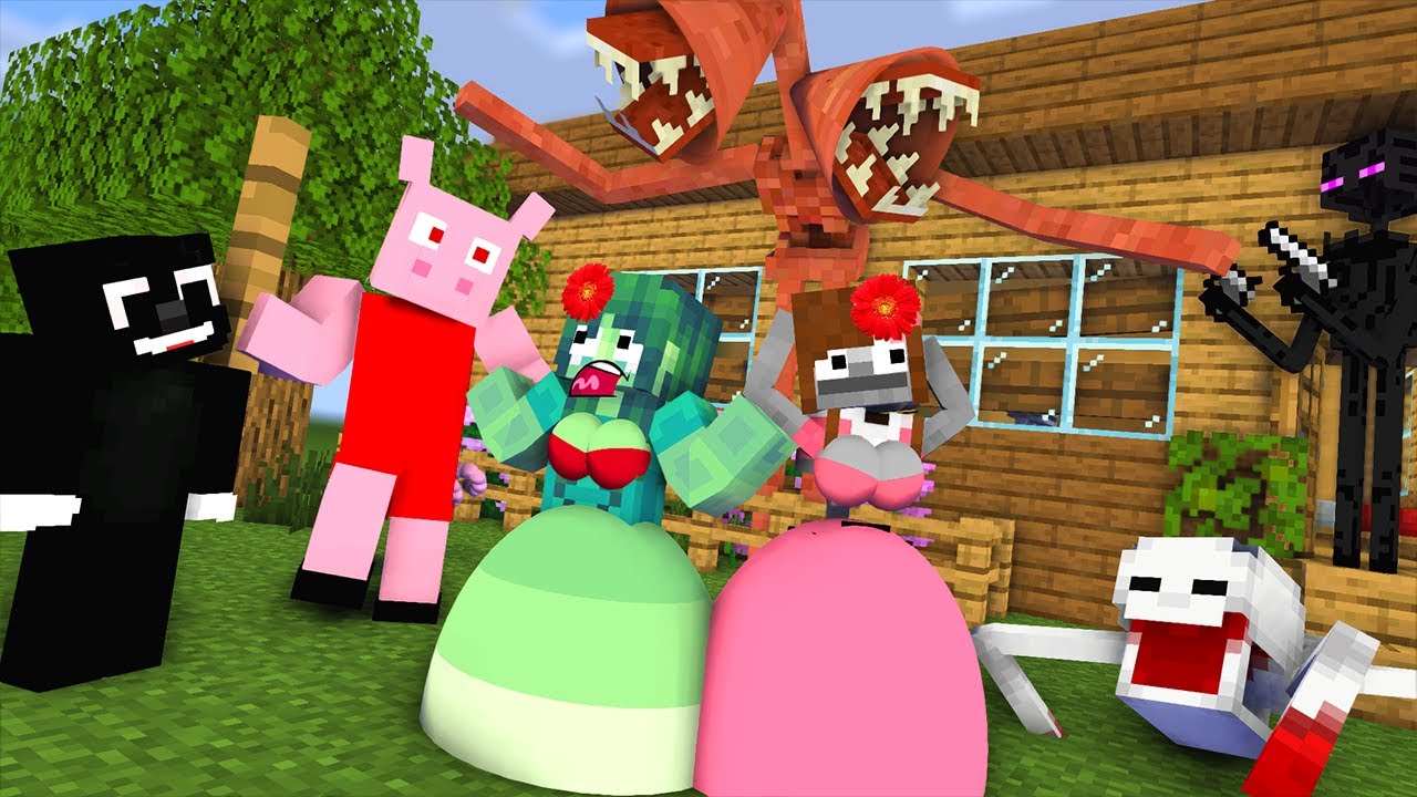 Monster School : Siren Head, SCP-096, Piggy, Cartoon Cat vs Pro Monster - Minecraft Animation