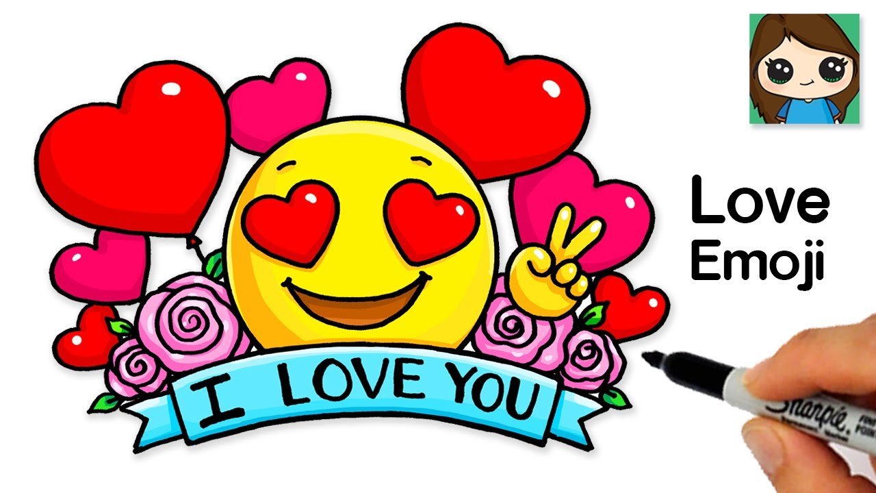 How to Draw Love Heart Eyes Emoji 😍I LOVE You Art