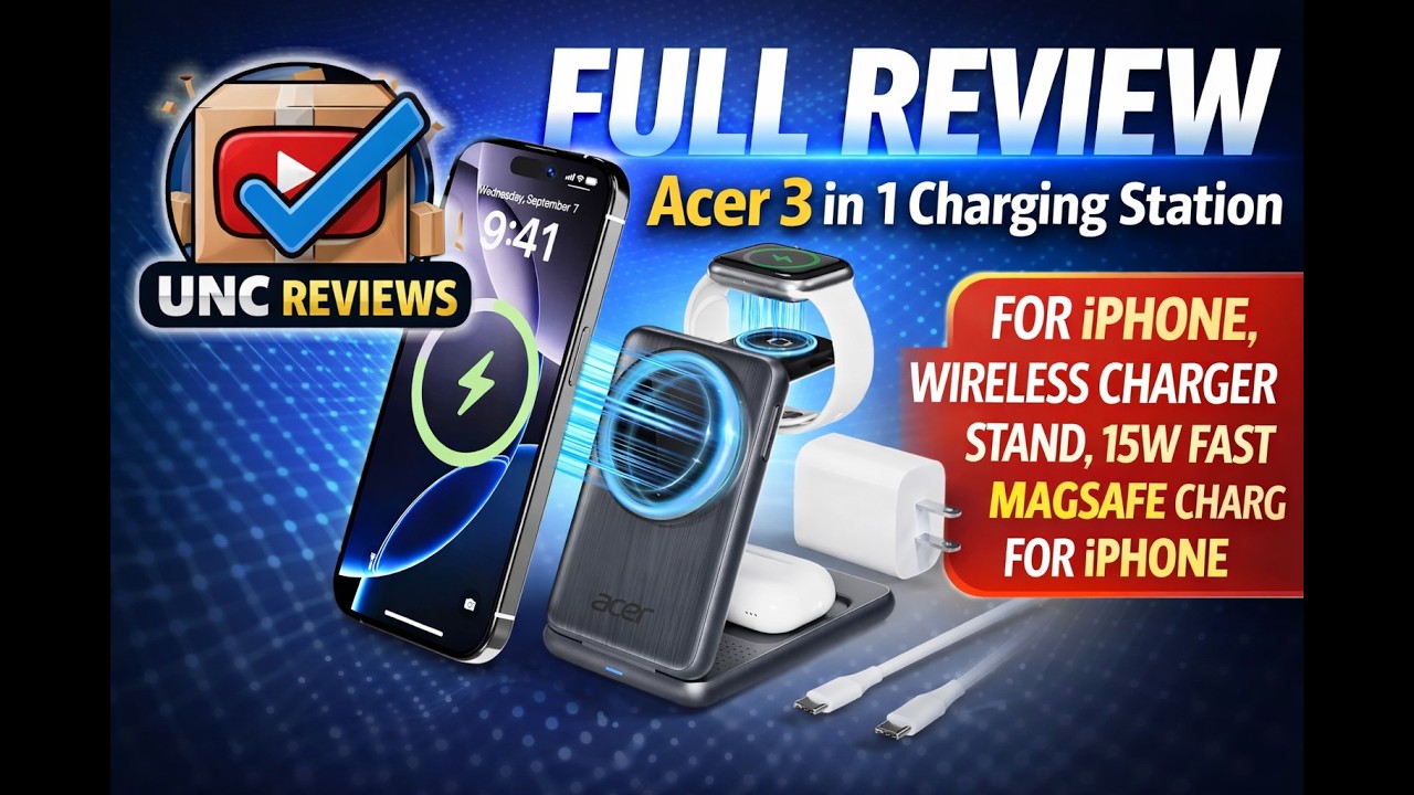 ⚡Acer 3-in-1 Magnetic Wireless Charger, Fast 15W MagSafe Charging for iPhone, Apple Watch & AirPods🚀