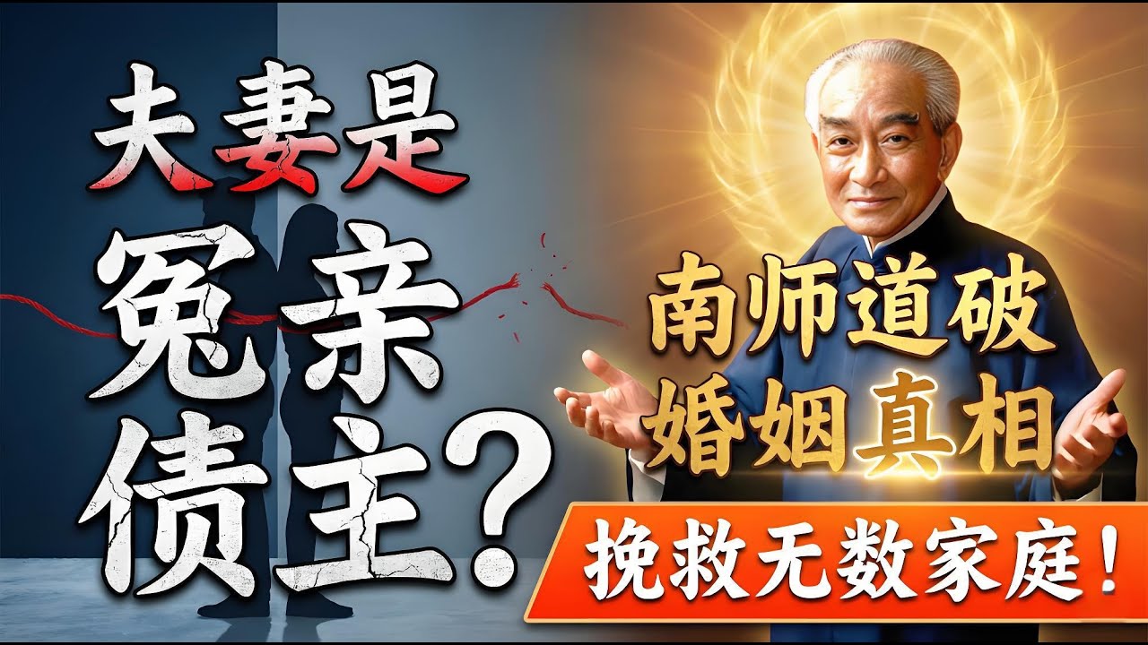 夫妻是冤亲债主？南怀瑾大师一语道破婚姻真相，救了无数家庭！#南怀瑾 #南师智慧#易经 #国学 #佛法 #夫妻#关系亲债主 #婚姻经营 #事业低谷 #改命 #转运#布施 #忍辱 #因果 #财富