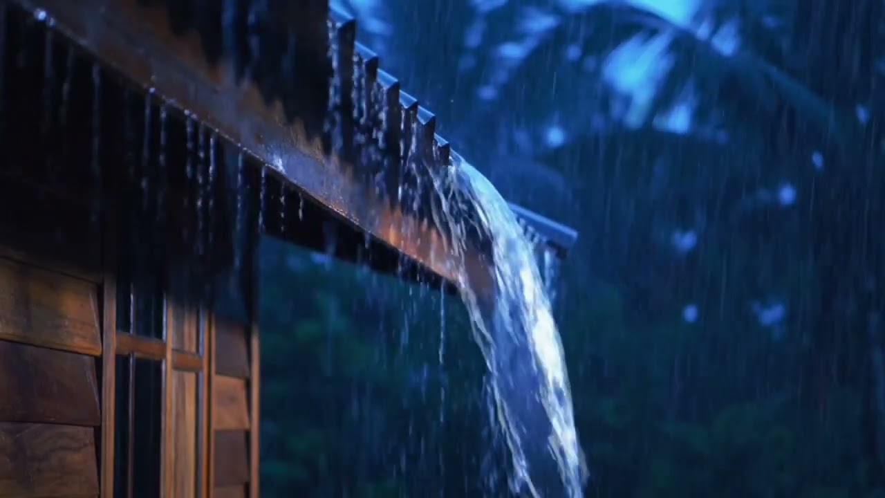 Rain Falling on Metal Roof | Peaceful Night Ambience