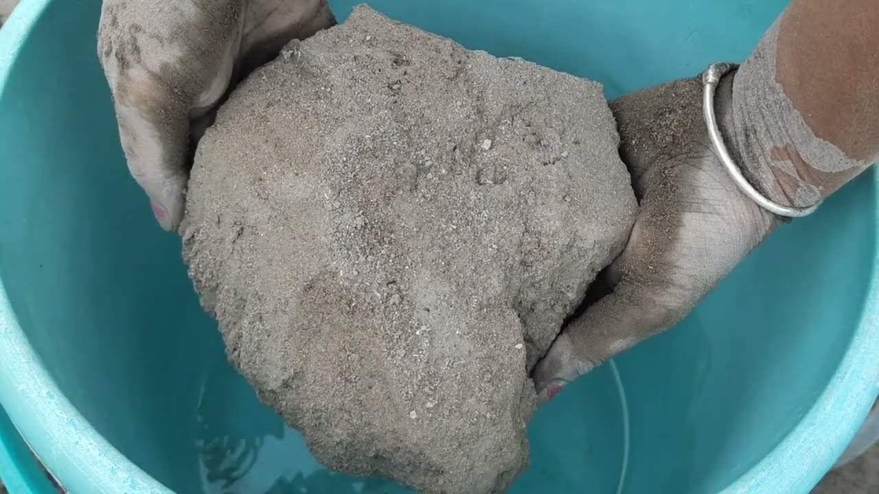 Gritty sand cement crumbling in bucket 🪣 // Satisfying Asmr 