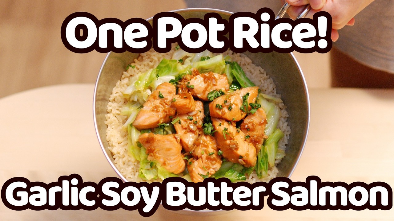 Garlic Soy Butter Salmon One-Pot Rice! Easy & Delish Weeknight Dinner