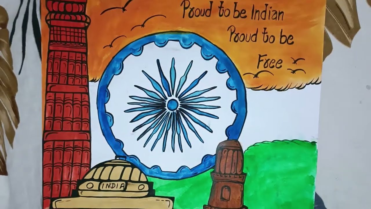 Acrylic painting on independence day l poster 