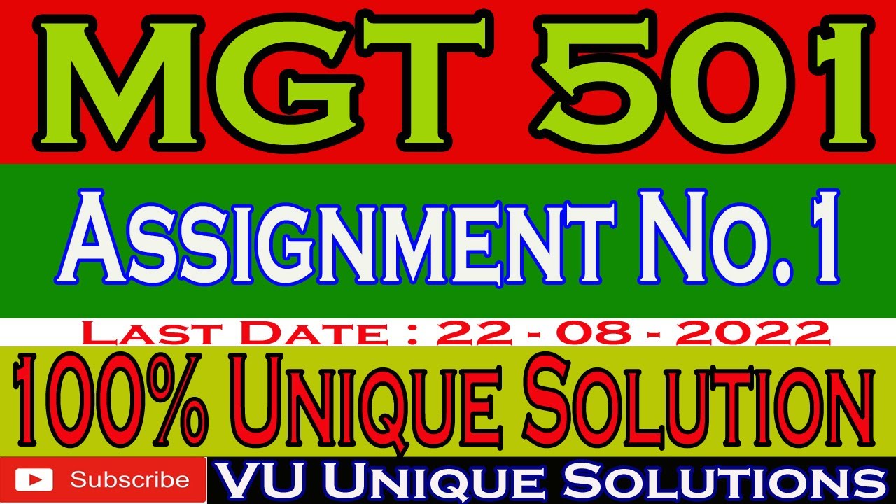 MGT501 Assignment 1 2022