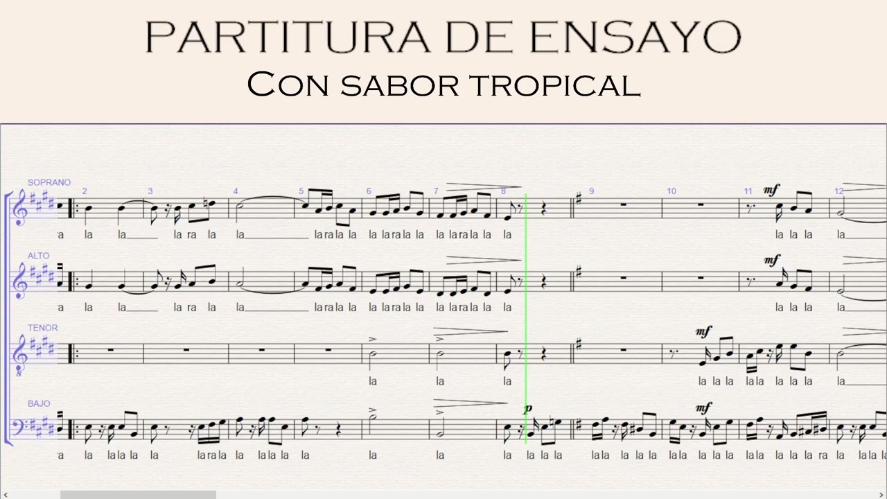 Con sabor tropical - partitura de ensayo tenor 1