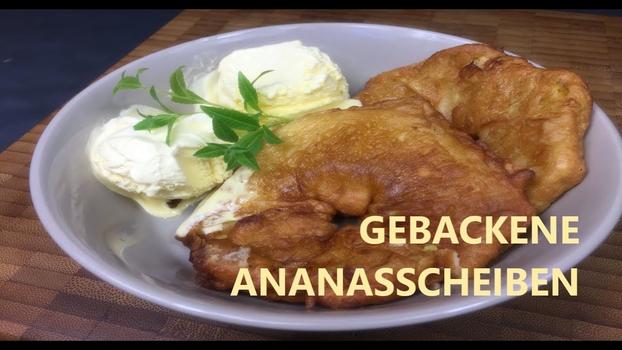 Gebackene Ananas-Scheiben mit Vanilleeis