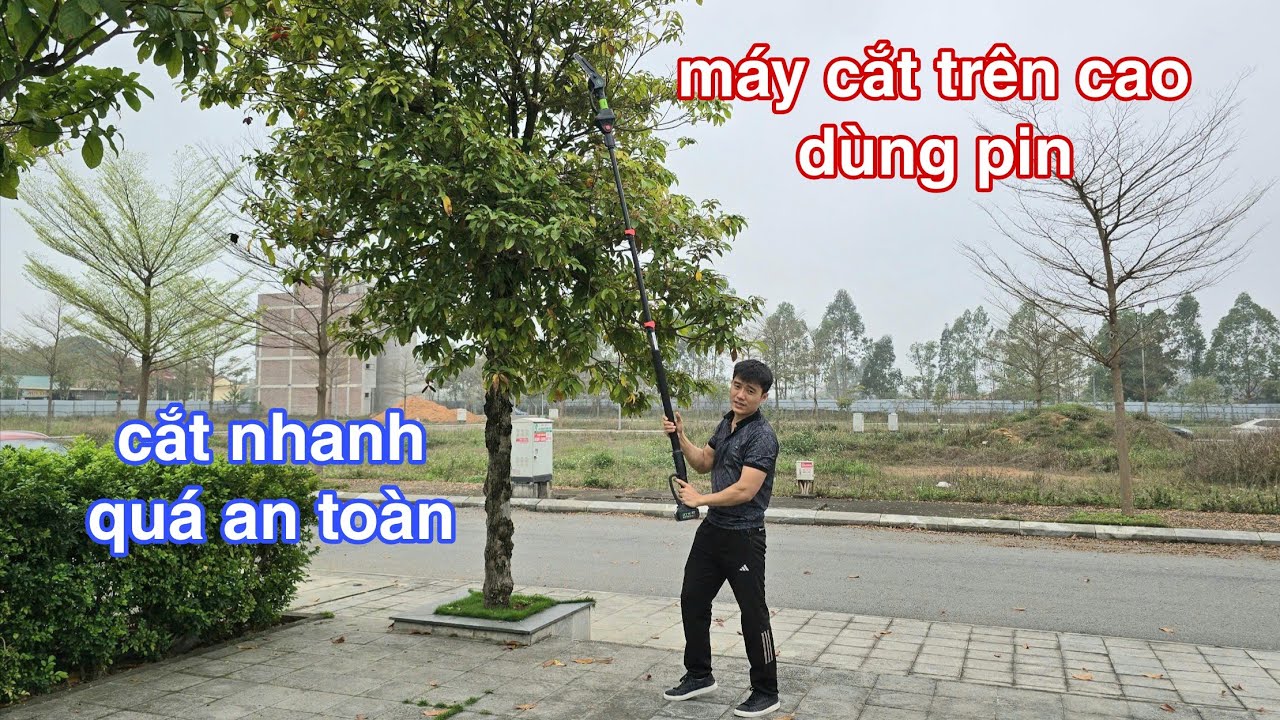 Máy cắt cành trên cao dùng pin - kéo cắt cành trên cao cắt nhanh quá an toàn