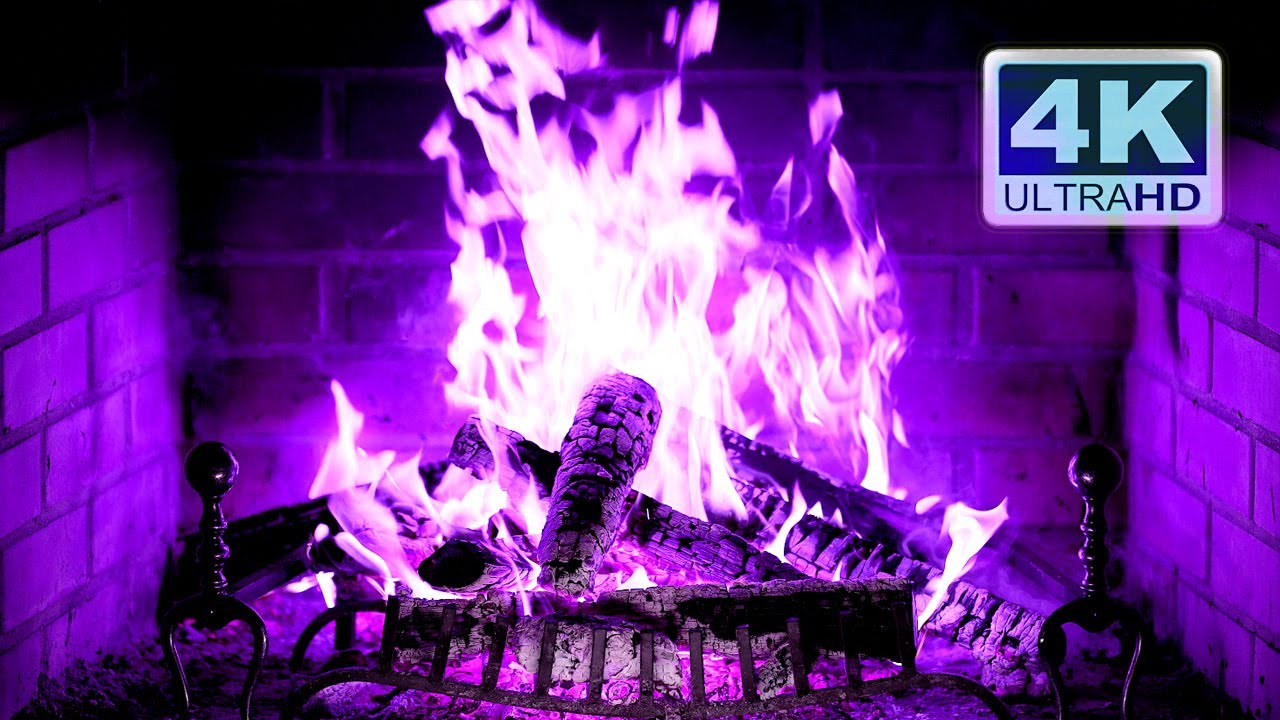 🔥 PURPLE Fireplace 4K! NO ADS. Colorful Fireplace Burning with purple flames. Halloween 2024