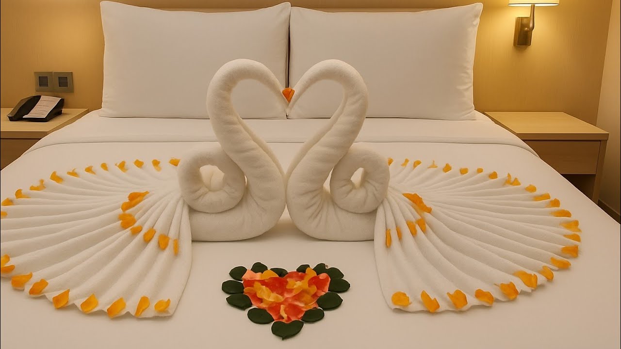 “Beautiful Towel Art Ideas | Hotel Style Decoration | SL INDRA Towel Art King”#foryou #towelfolding 