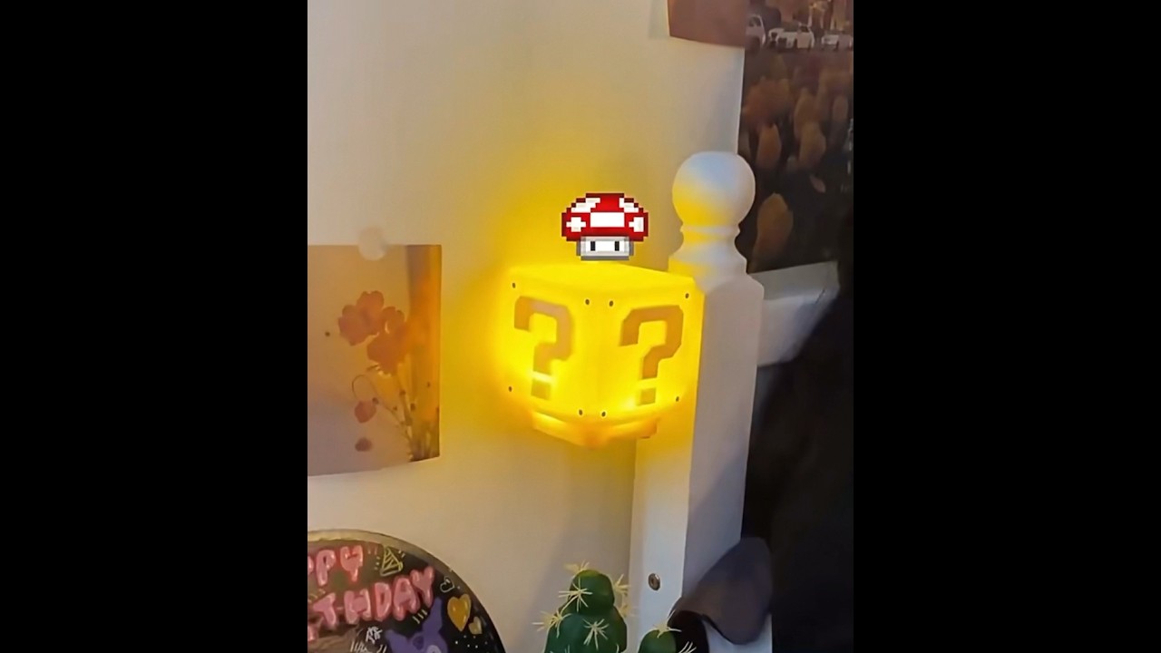 Mario Question Mark Night Light Super Mario Table Lamp Square Bricks E-Sports Room Decoration#lamp