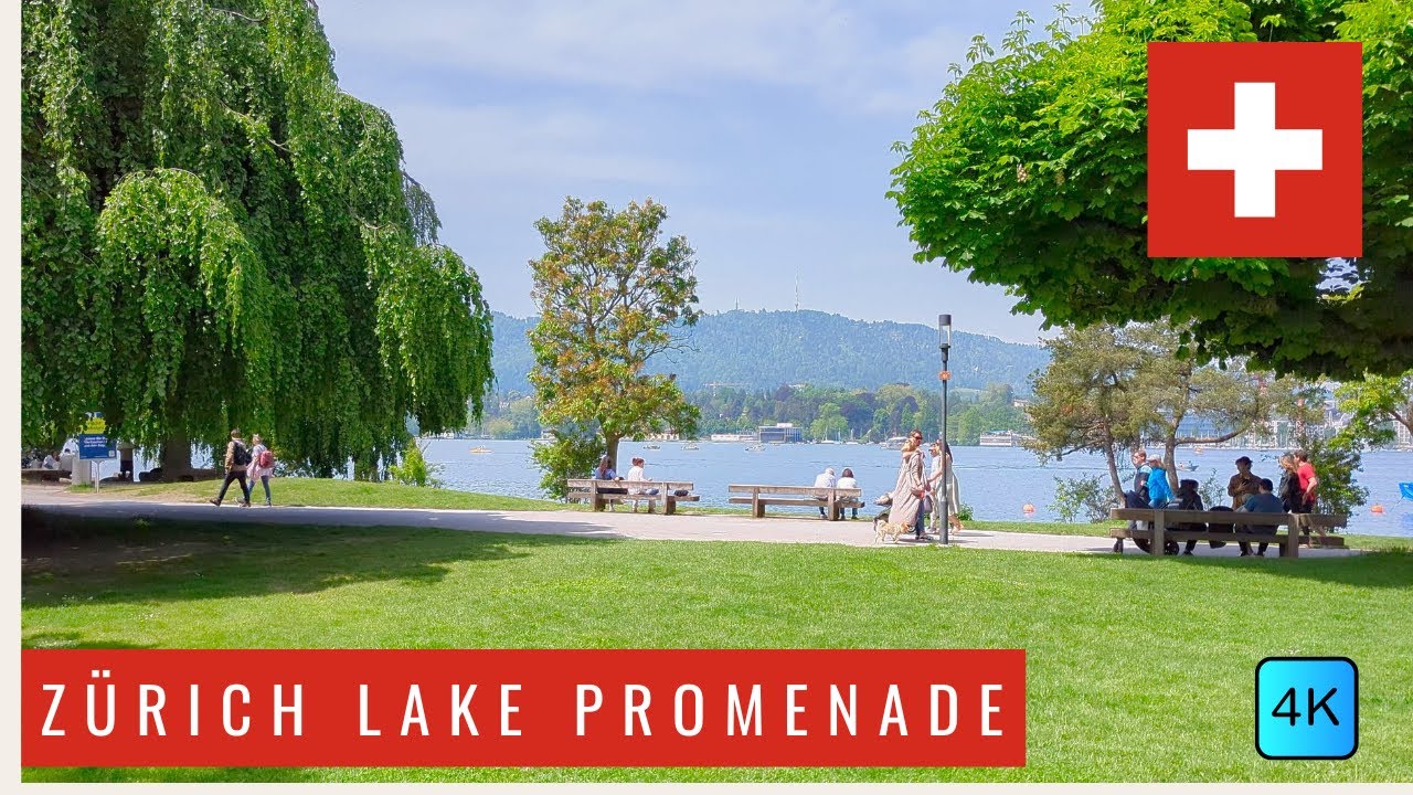 🇨🇭Z&uuml;rich lake promenade 4k video #switzerland #lakeview #sunnyday