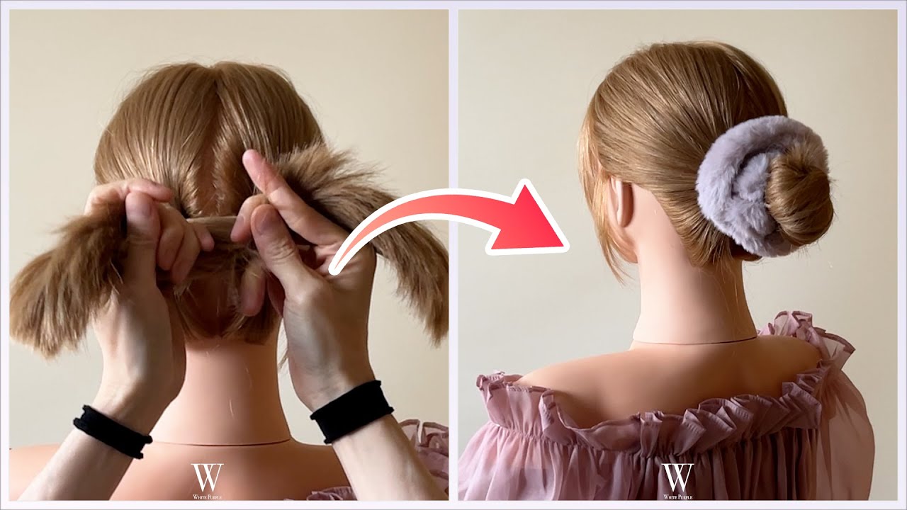 【簡単】ミディアムおだんごヘアはシュシュで結べ