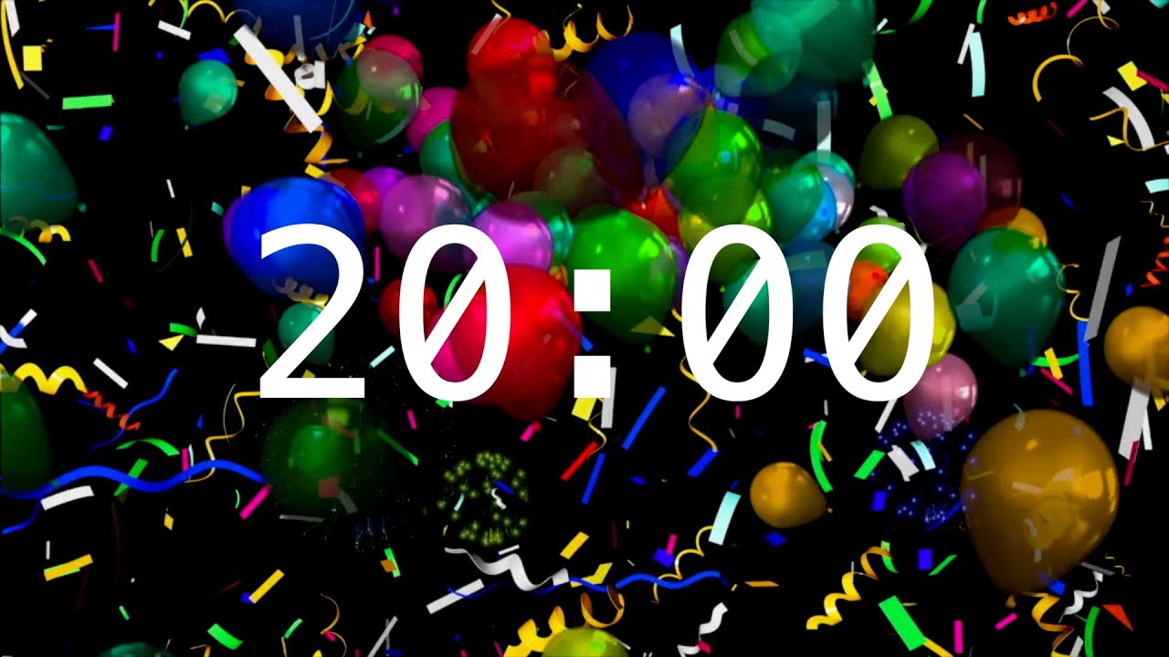 20 Minute Classroom Timers with Relaxing Music | Confetti and Balloons