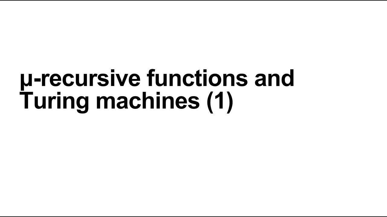 Theoretical Computer Science - Lecture 14 -  Computing μ-recursive functions by TMs (1)