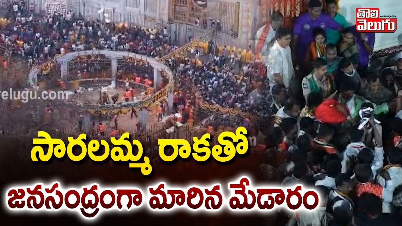 సారలమ్మ రాకతో జనసంద్రంగా మారిన మేడారం | Medaram Sammakka Saralamma Jatara | #Tolivelugu
