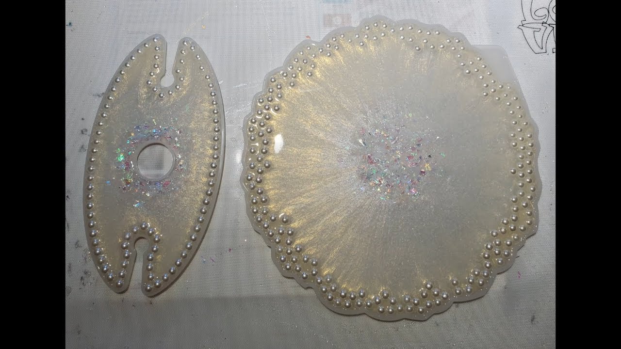 (546) 🌕 GOLDEN GLOW & PEARLS 📿 WINE GLASS BOTTLE HOLDER 🍷 & TRAY RESIN 🧫 With Sandra Lett 092120