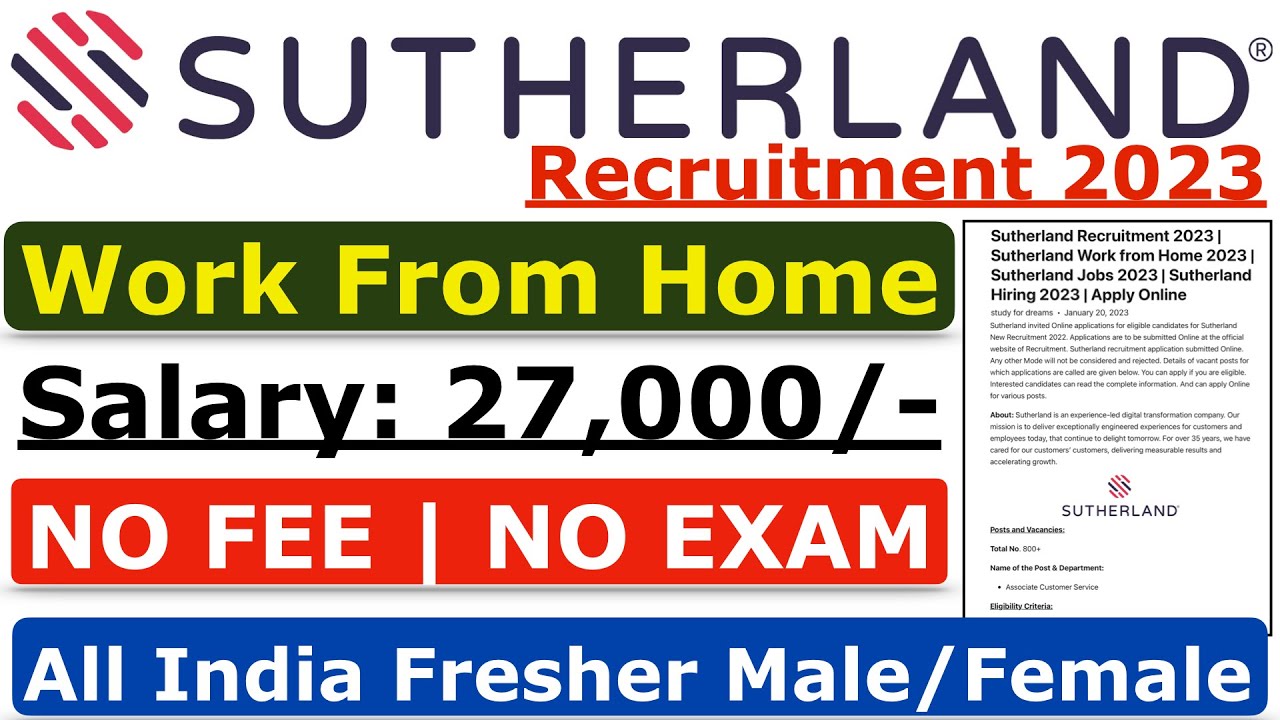 Vacancy Jobs 2023 | Sutherland Recruitment 2023 | Sutherland Vacancy Jobs | Fresher