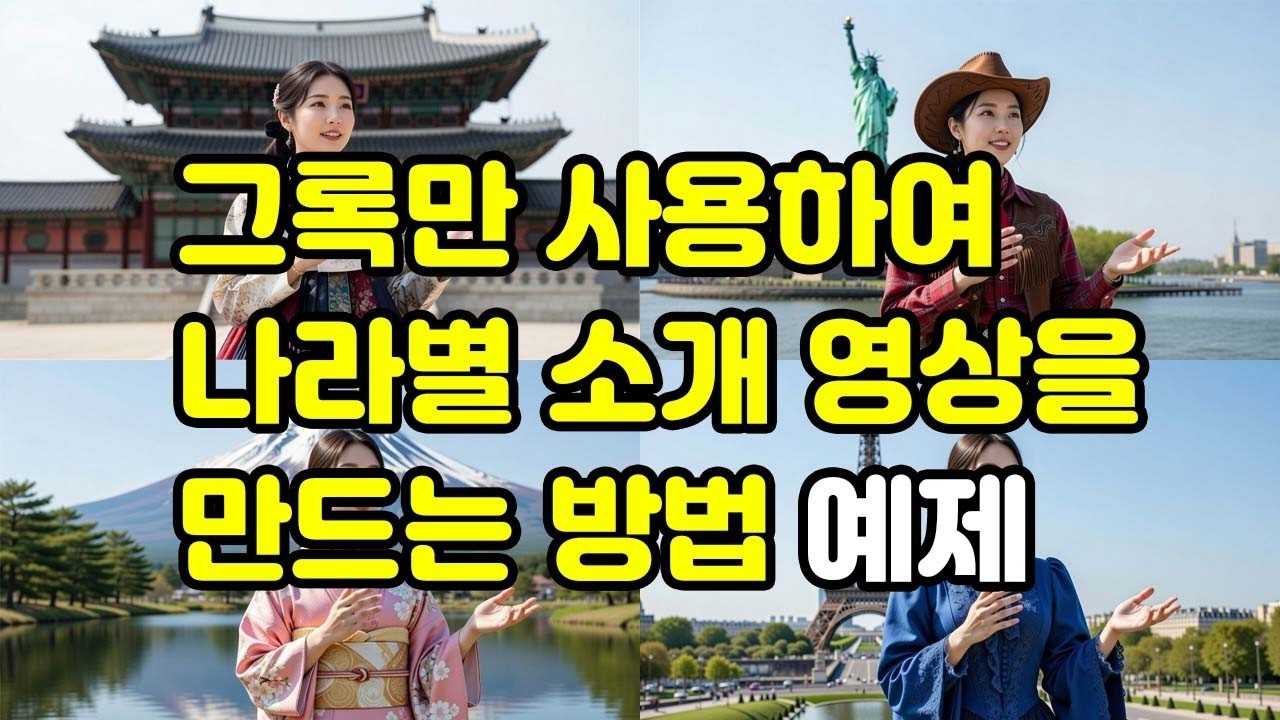 [ AI ] 그록만 사용하여 나라별 소개 영상을 만드는 방법 예제