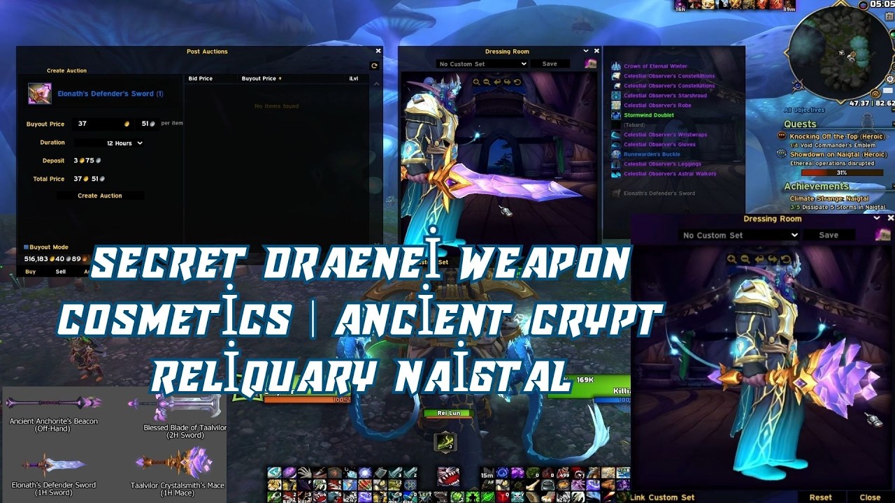 Secret Draenei Weapon Cosmetics | Ancient Crypt Reliquary BoE Gold Farm in Naigtal