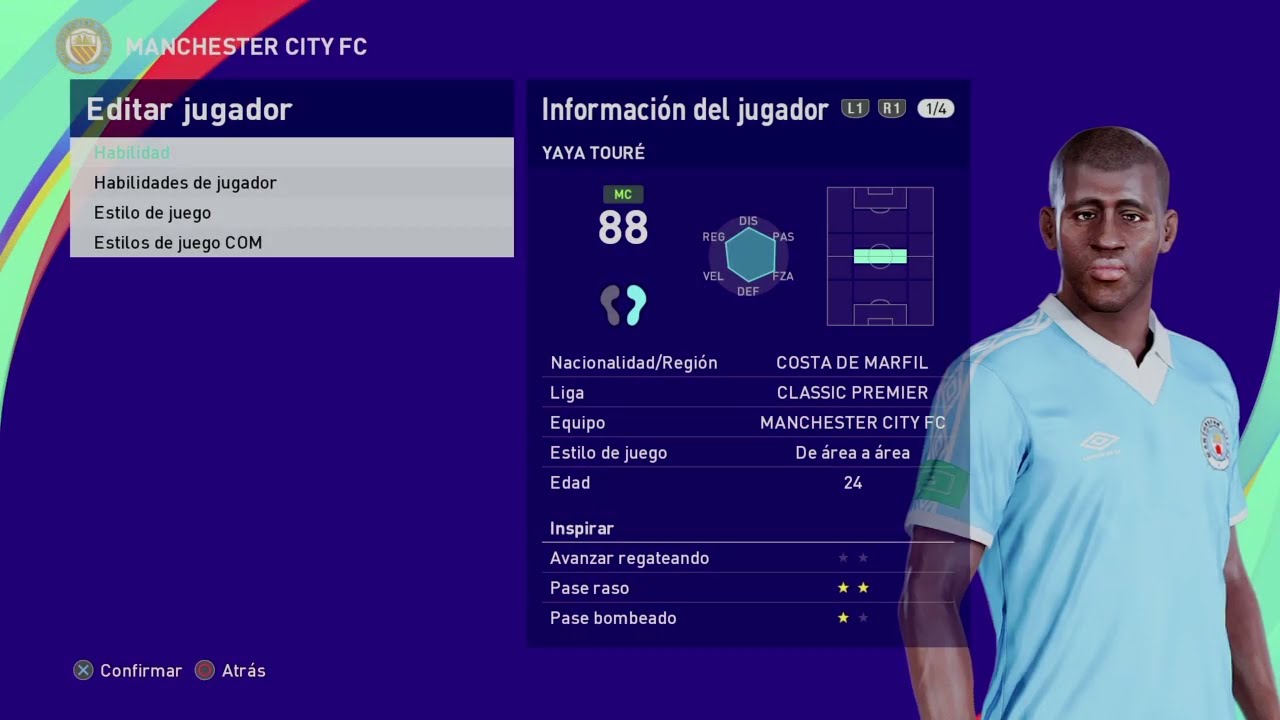 Gnegneri Yaya Touré - PES Clasico (Face, Body& Stats)