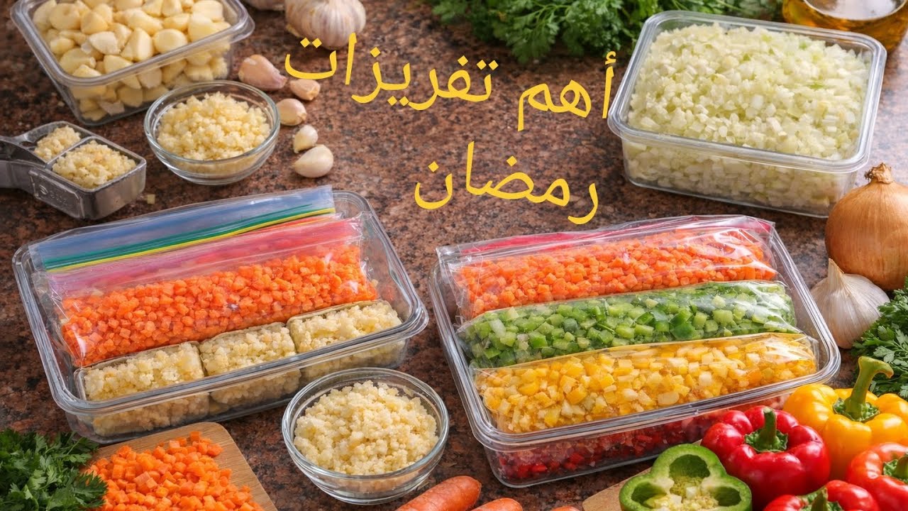 تفريز ذكي يريحك برمضان🌙✨تفريز الخضار الأساسية خطوة بخطوة بدون ما يغير لونها ولا طعهما👍🏻