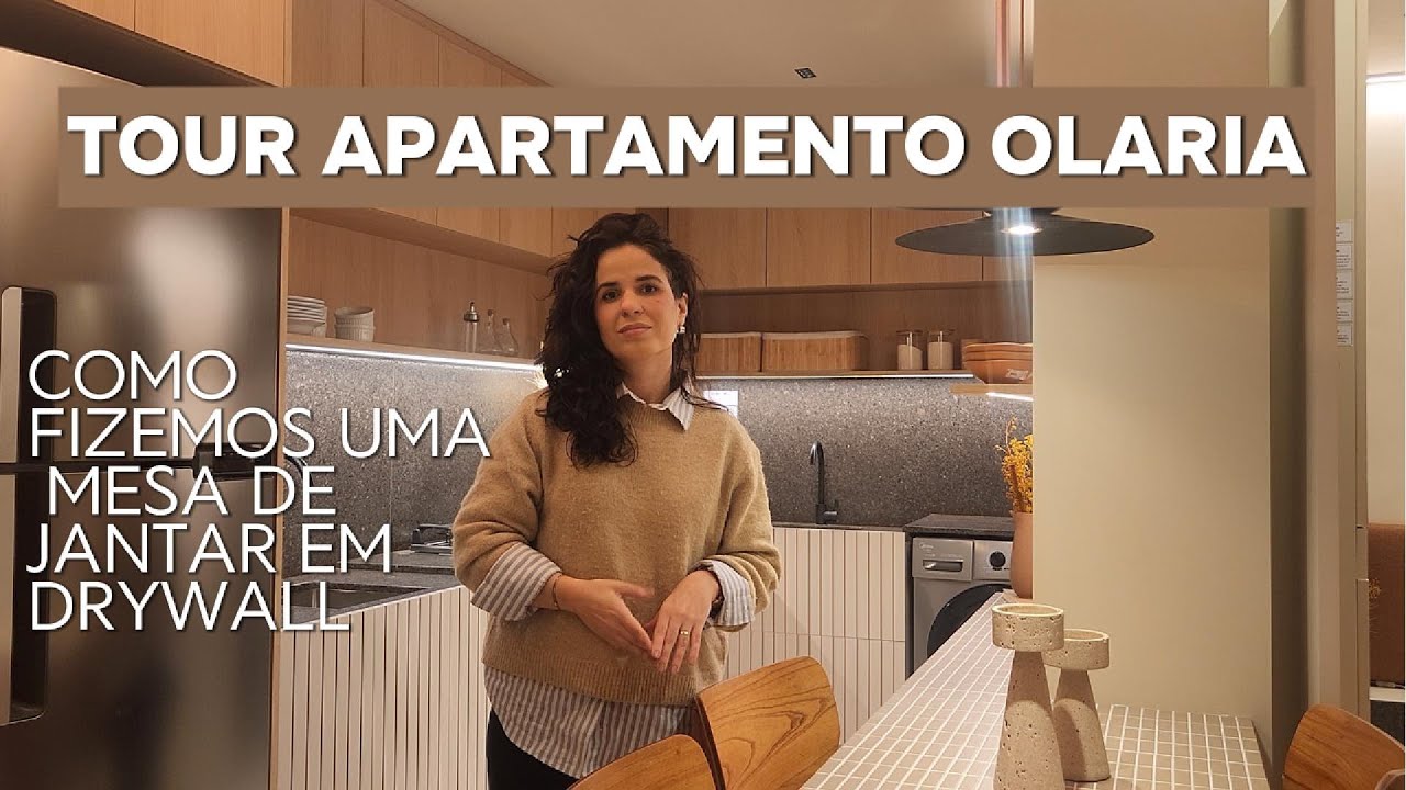 Tour apartamento com mesa de jantar em drywall