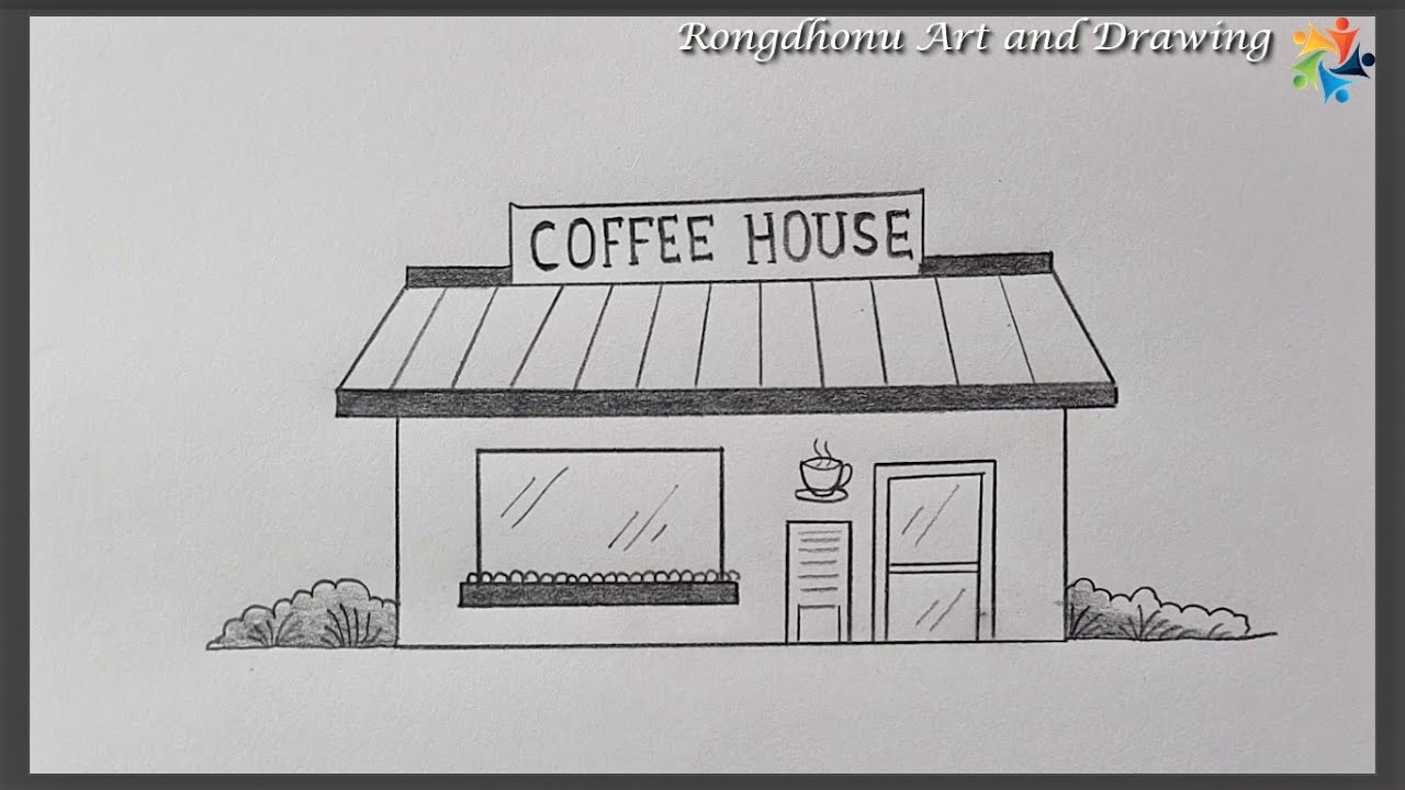How to Draw a Coffee House | Drawing a Coffee Stall | Pencil
