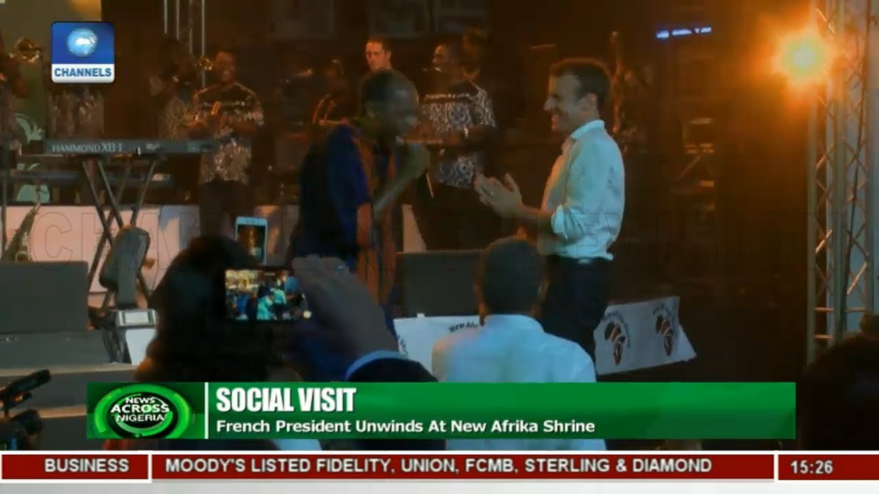 President Macron Unwinds At New Afrika Shrine