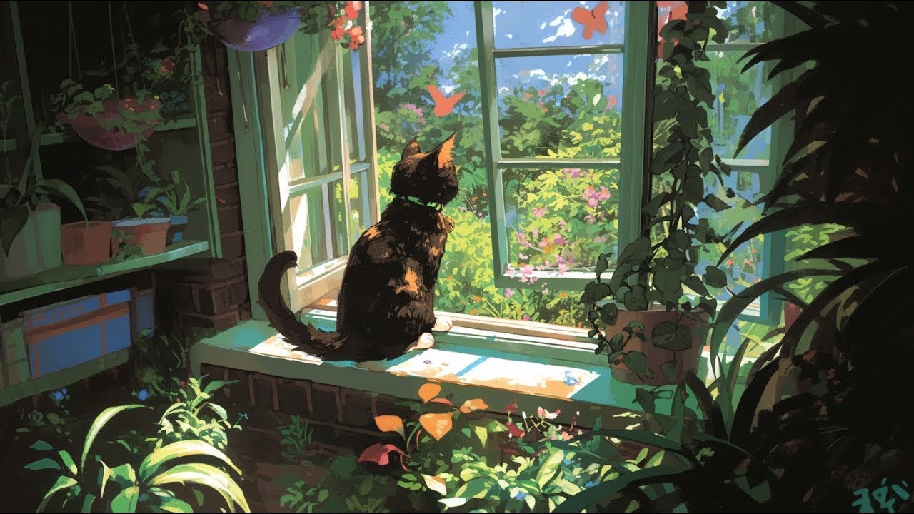 Lofi With My Cat || Cat & Fresh Green Room 😸🌱 Chill beats to relax/sleep to 🎶💟Stress relief music