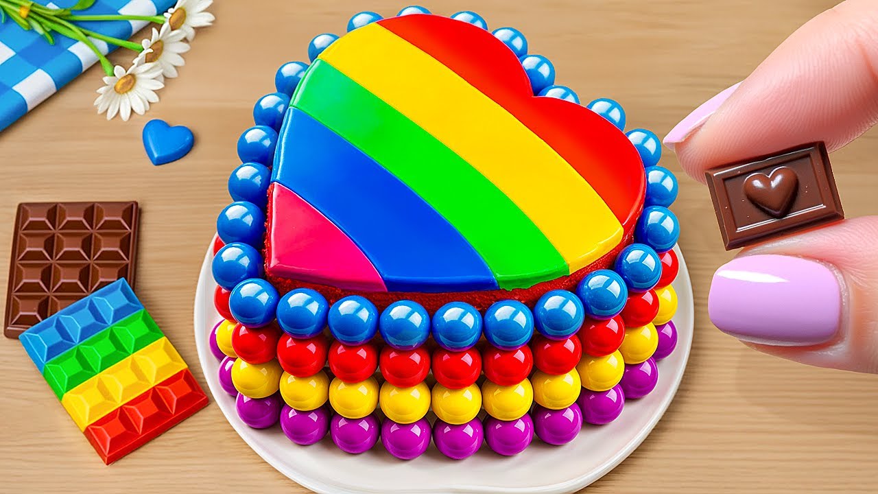 Brilliant Heart Cake Recipe with Rainbow Chocolate Decorating Ideas