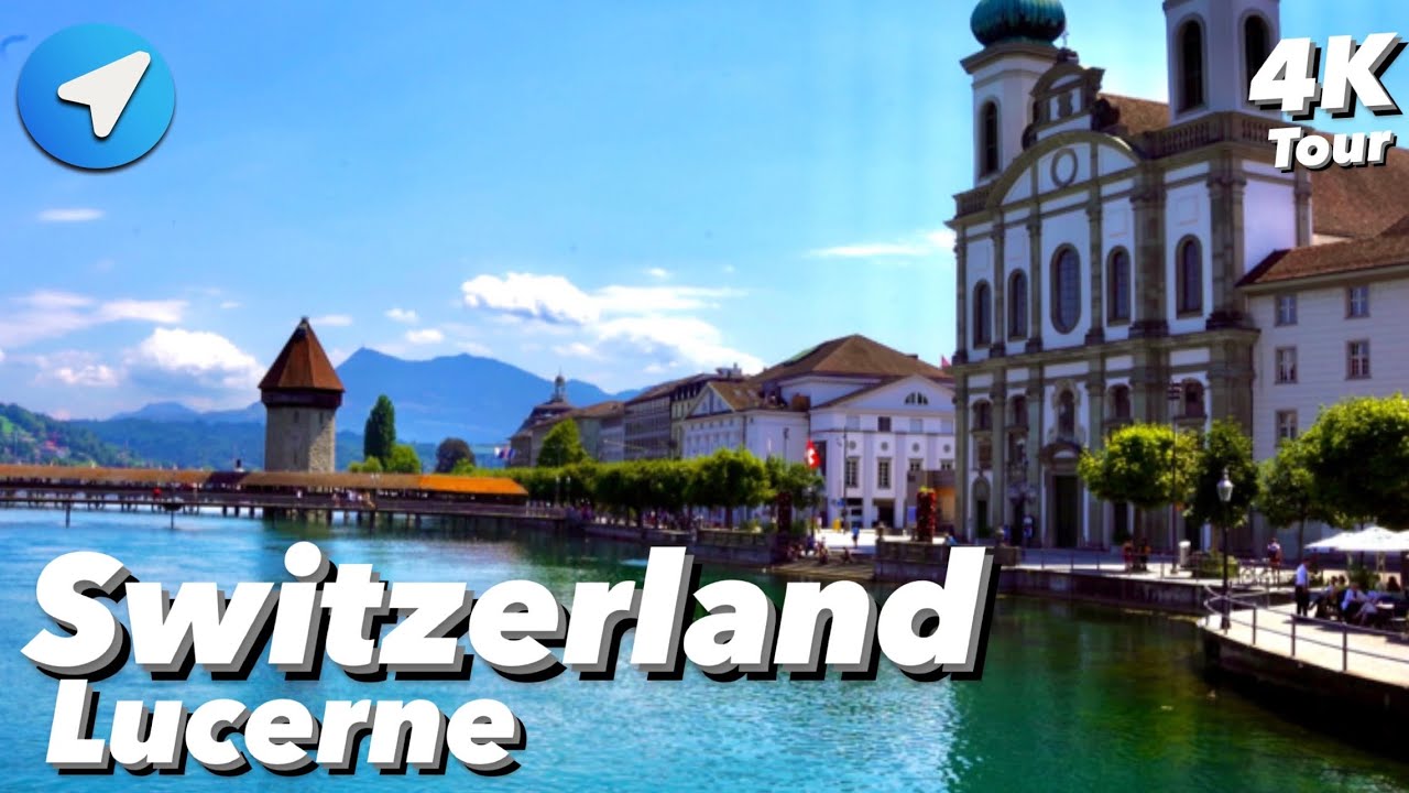 Switzerland Lucerne 4k walking tour with map