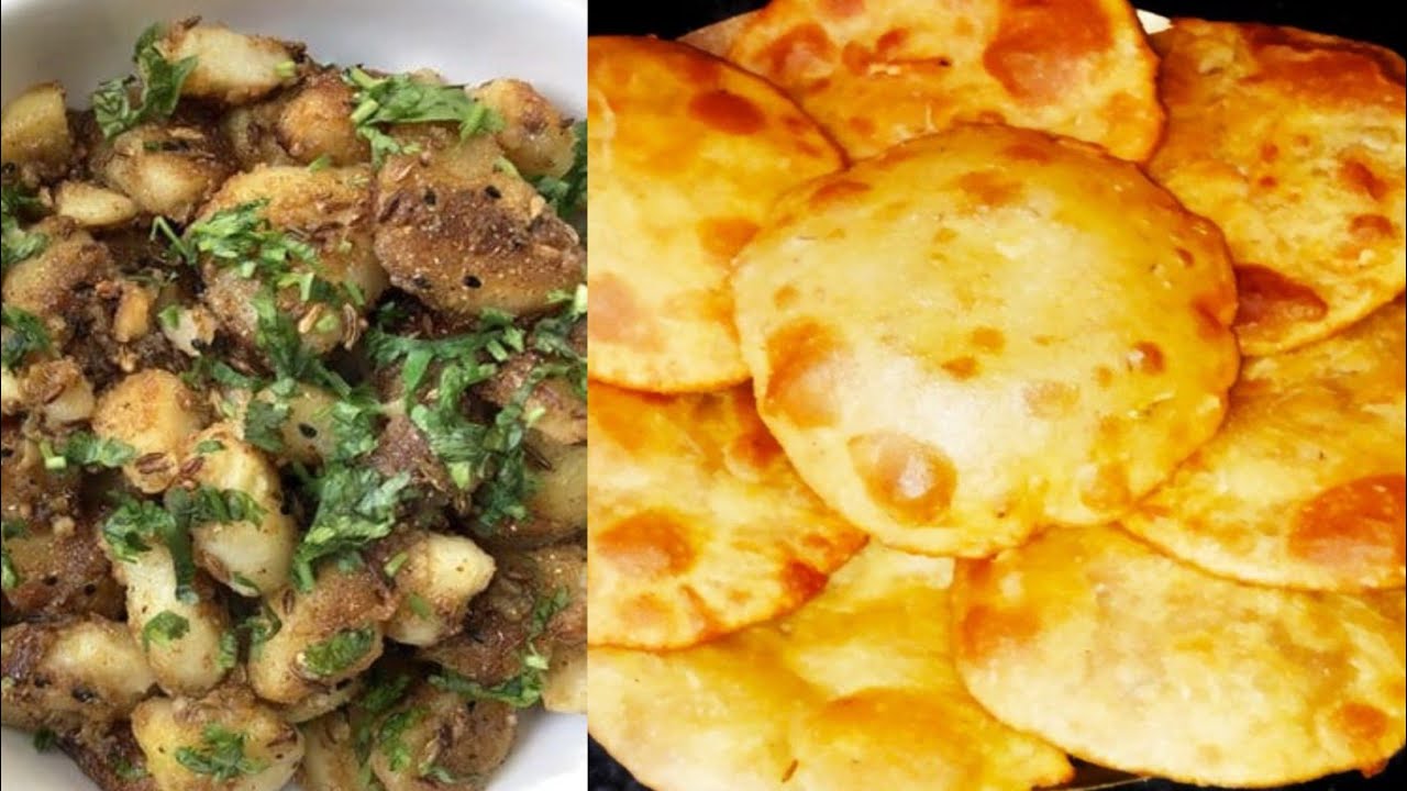गुड़ और आटे से बनाएं मीठी पूरी और आलू की चटपटी भुजिया Sweet puri recipe for tiffin,breakfast &travel