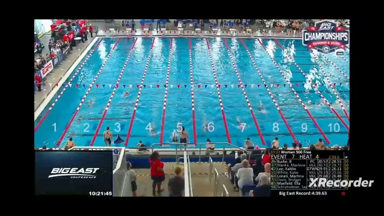 Katie 500 free prelims 2026 Big East Championship 