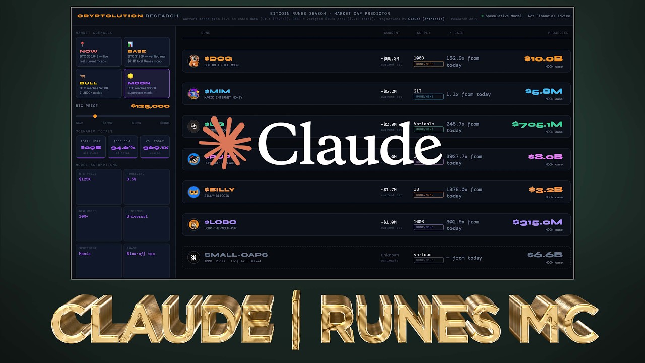 CLAUDE: Bitcoin #Runes Market Cap Projections 📊