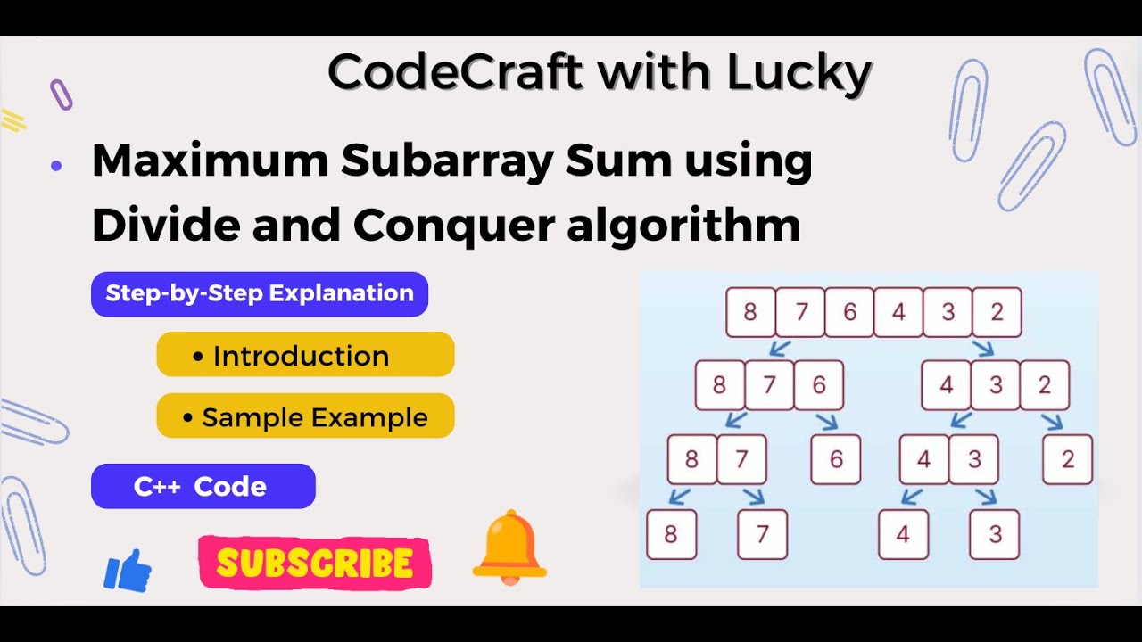 Maximum Subarray Sum using Divide and Conquer Algorithm | Step-by-Step Explanation  Sample Example