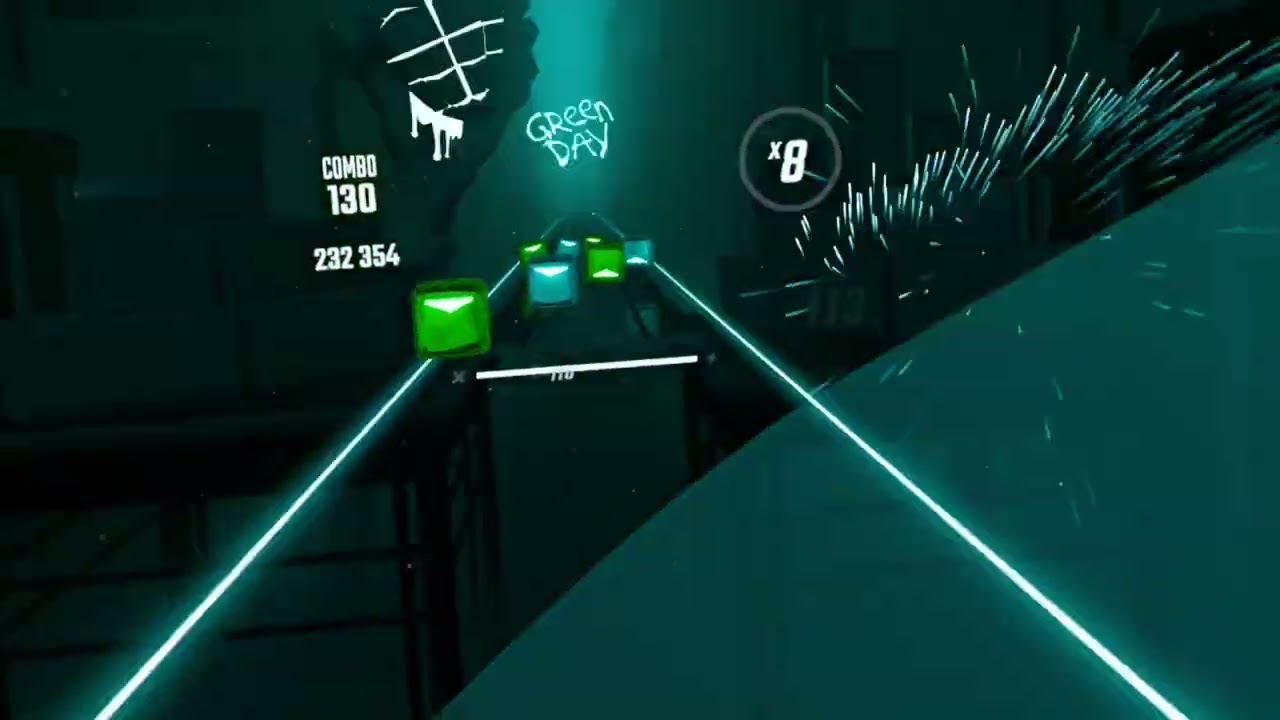 Playing American idiot by Green Day in beat saber